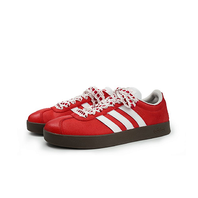 Adidas Neo VL Court Lifestyle Octopus Party, Vintage Red Velour Slip Resistant Low Top Skateboard Shoes Unisex Red