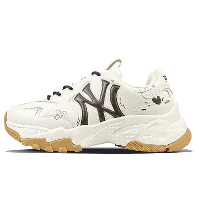 MLB Big Ball Chunky Abrasion Resistant Slip Resistant Low Top Chunky Sneakers Unisex Beige Brown