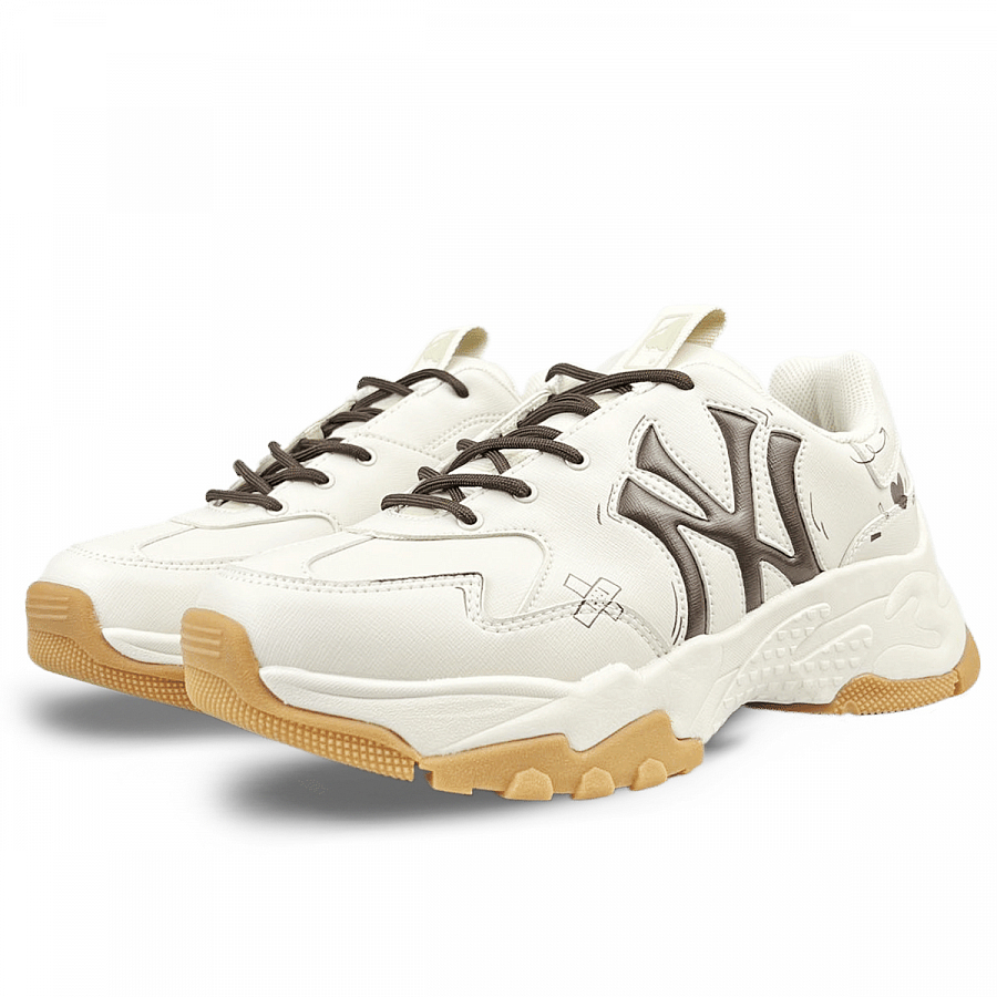 MLB Big Ball Chunky Abrasion Resistant Slip Resistant Low Top Chunky Sneakers Unisex Beige Brown