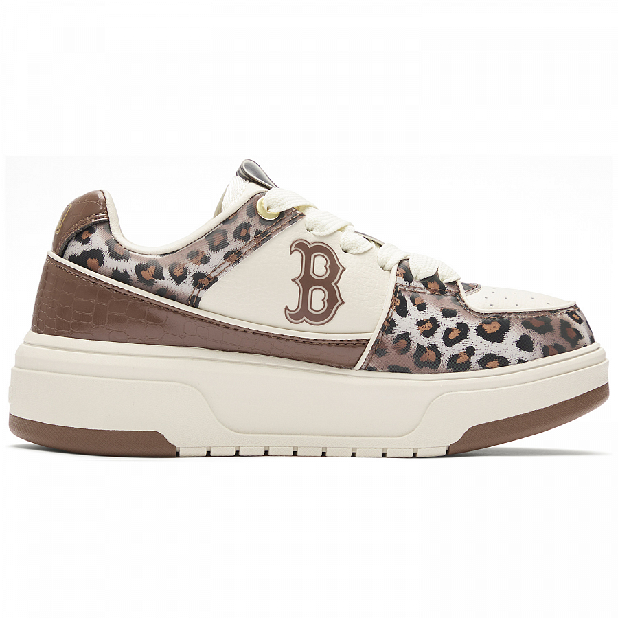 MLB Chunky Liner Anti-Slip Wear-Resistant Low-Top Skateboard Shoes Unisex White Brown