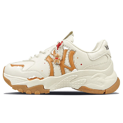 MLB Big Ball Chunky Wear-Resistant Low-Top Chunky Sneakers Unisex Brown White