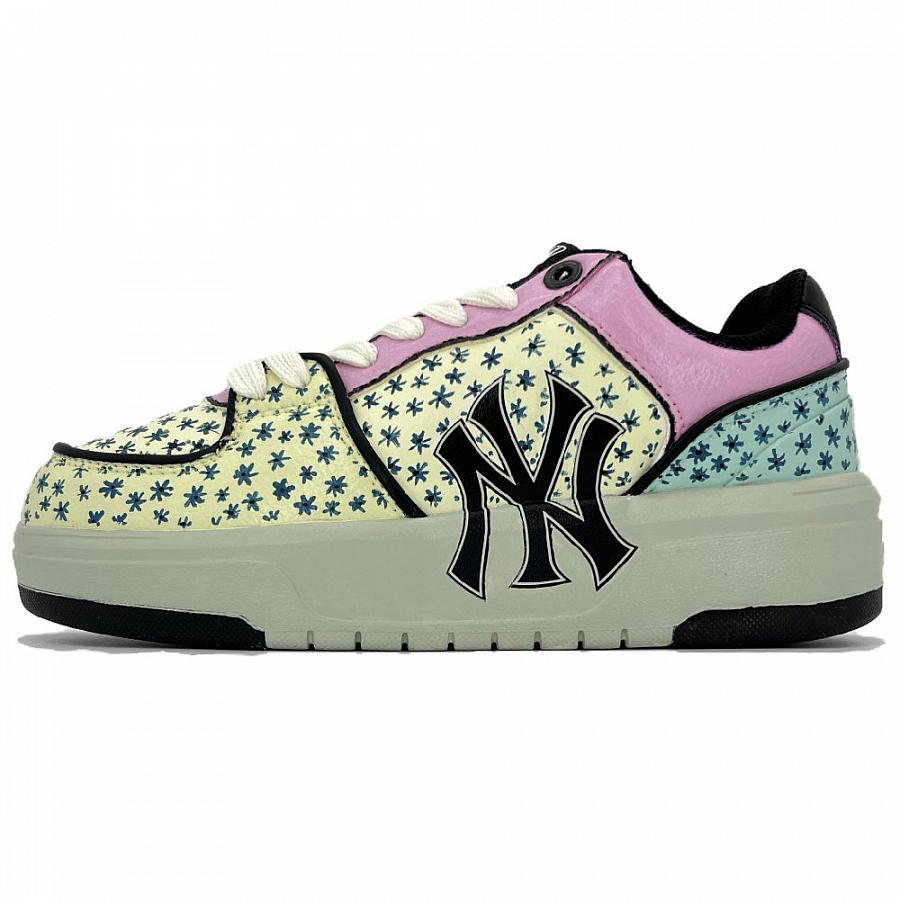 MLB Chunky Liner Anti-Slip Wear-Resistant Low-Top Skateboard Shoes Unisex Yellow Pink