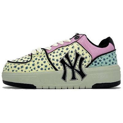 MLB Chunky Liner Anti-Slip Wear-Resistant Low-Top Skateboard Shoes Unisex Yellow Pink