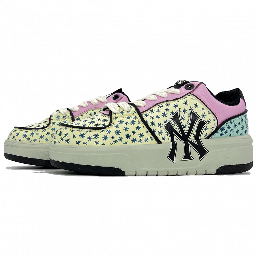 MLB Chunky Liner Anti-Slip Wear-Resistant Low-Top Skateboard Shoes Unisex Yellow Pink