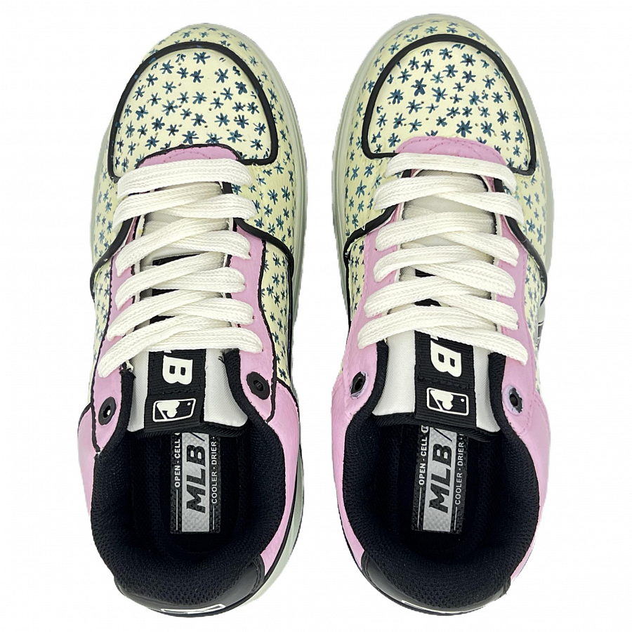 MLB Chunky Liner Anti-Slip Wear-Resistant Low-Top Skateboard Shoes Unisex Yellow Pink