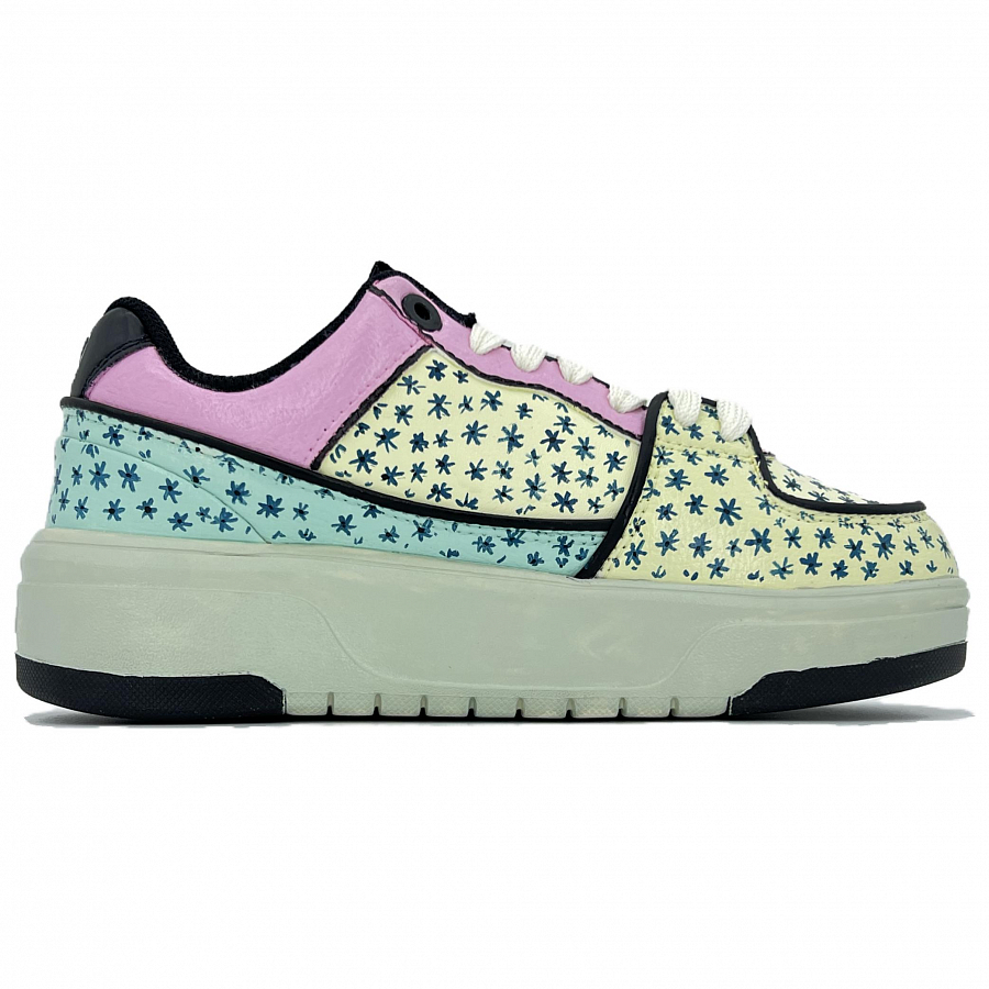 MLB Chunky Liner Anti-Slip Wear-Resistant Low-Top Skateboard Shoes Unisex Yellow Pink