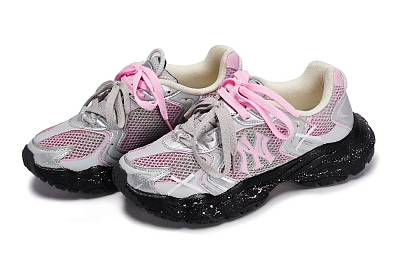 MLB New York Yankees Chunky Sneakers Unisex Low Top Black/Pink/Silver