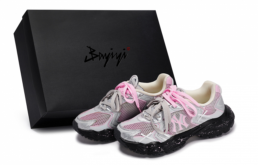 MLB New York Yankees Chunky Sneakers Unisex Low Top Black/Pink/Silver