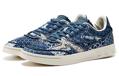 LiNing Blue Series Slip Resistant Cushioning Abrasion Resistant Lightweight Low Top Skateboard Shoes Men's Strait Blue