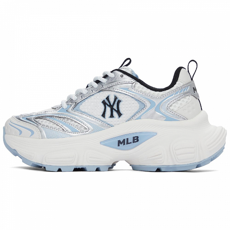 MLB New York Yankees Anti Slip Wear Resistant Low Top Chunky Sneakers Unisex White Blue