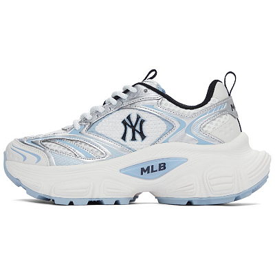 MLB New York Yankees Anti Slip Wear Resistant Low Top Chunky Sneakers Unisex White Blue