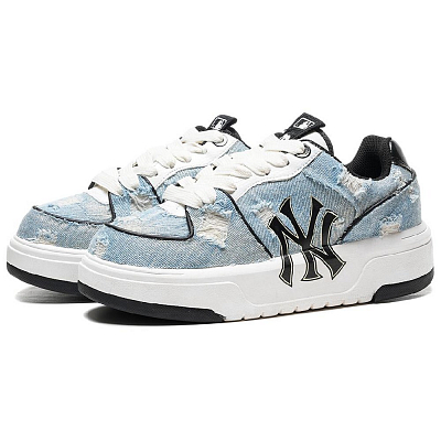 MLB Chunky Liner Anti-Slip Wear-Resistant Low-Top Skateboard Shoes Unisex Black White Blue