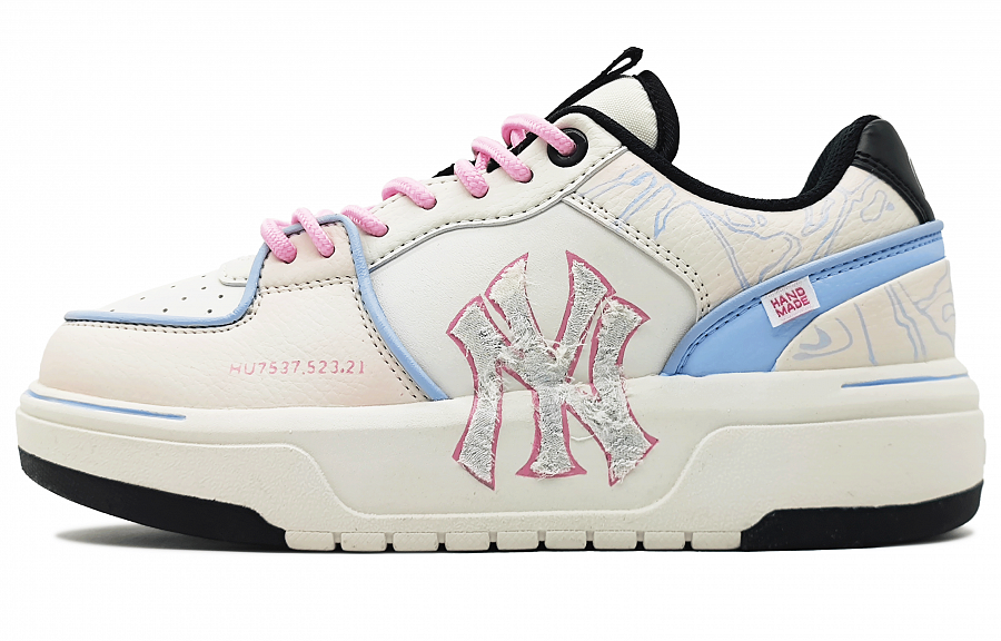 MLB Chunky Liner Heartfelt Manufacturing Wear-Resistant Height Increasing Low-Top Skateboard Shoes Unisex Pink White