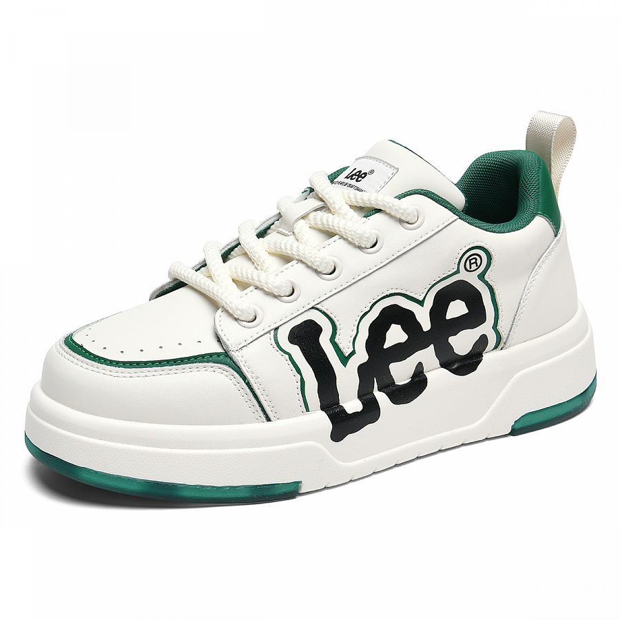 Lee Trendy Versatile, Fashion Minimalist Style White Sneakers Low Top Skateboard Shoes Men's