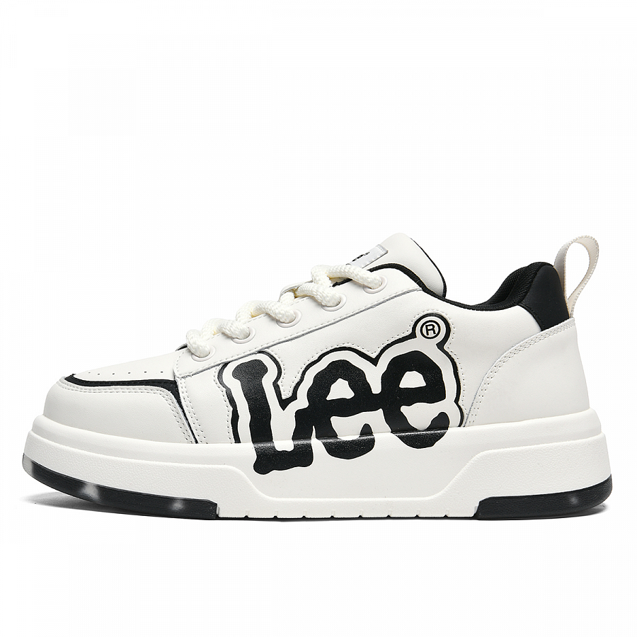 Lee Trendy Versatile, Fashion Minimalist Style White Sneakers Low Top Skateboard Shoes Men's