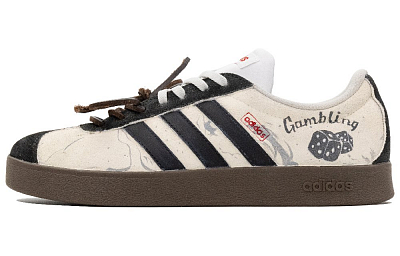 Adidas Neo VL Court 2.0 Good Luck Dice Anti Slip Wear Resistant Low Top Skateboard Shoes Unisex Beige Brown