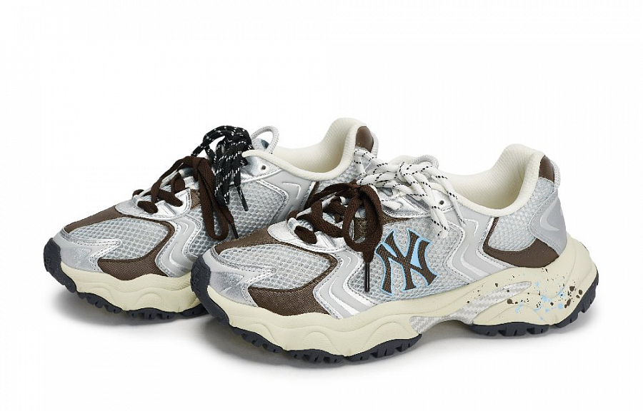 MLB New York Yankees Chunky Sneakers Unisex Low Top Gray/Silver/Brown/Blue
