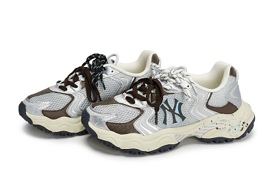 MLB New York Yankees Chunky Sneakers Unisex Low Top Gray/Silver/Brown/Blue