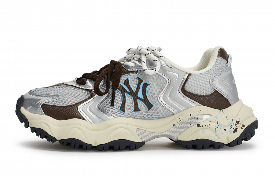 MLB New York Yankees Chunky Sneakers Unisex Low Top Gray/Silver/Brown/Blue
