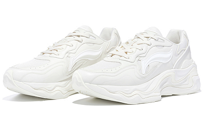 LI-NING 1990 Lava Anti-Slip Wear-Resistant Low-Top Sports Casual Shoes Women's Cream White
