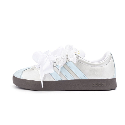Adidas Neo VL Court 2.0 Low Top Skateboard Shoes Unisex Silver Pink