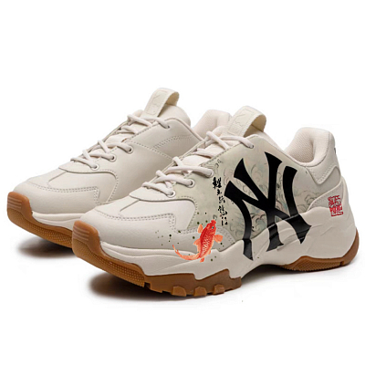 MLB Big Ball Chunky Anti Slip Wear Resistant Low Top Chunky Sneakers Unisex Beige