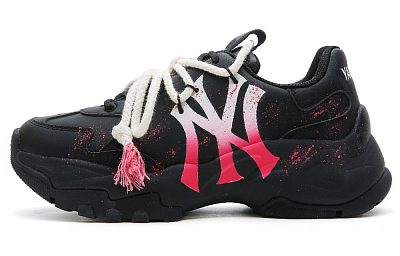 MLB Big Ball Chunky Cushioning Anti-Slip And Wear-Resistant Low-Top Chunky Sneakers Unisex Black White Pink