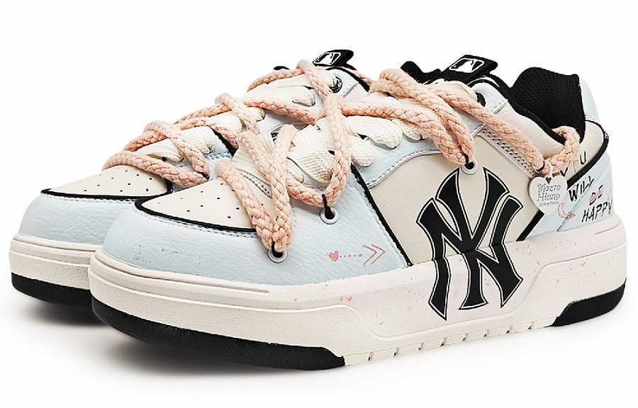 MLB Chunky Liner Wear-Resistant Height Increasing Low-Top Skateboard Shoes Unisex Blue White