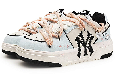 MLB Chunky Liner Wear-Resistant Height Increasing Low-Top Skateboard Shoes Unisex Blue White