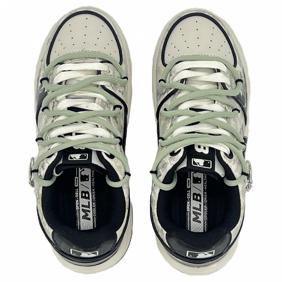 MLB Chunky Liner Anti-Slip Wear-Resistant Low-Top Skateboard Shoes Unisex Black Green