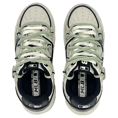 MLB Chunky Liner Anti-Slip Wear-Resistant Low-Top Skateboard Shoes Unisex Black Green