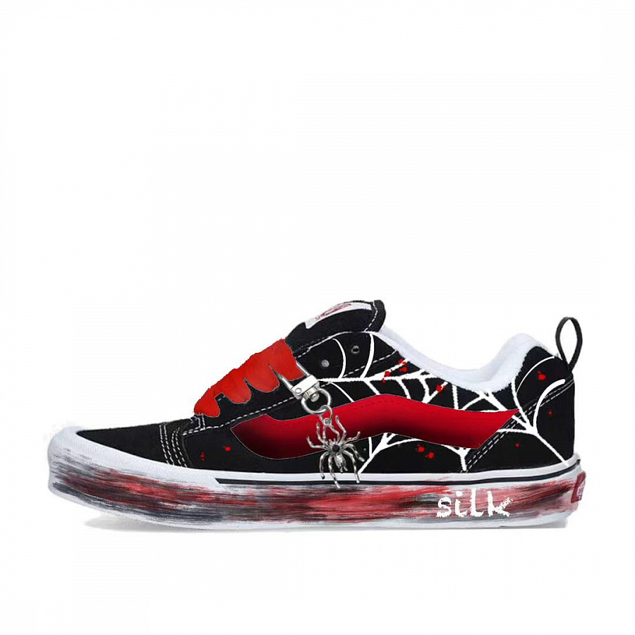 Vans Knu Skool Gothic Spider Anti Slip Wear Resistant Low Top Skateboard Shoes Unisex Black Red купить в интернет-магазине Yoocart с быстрой доставкой по России.