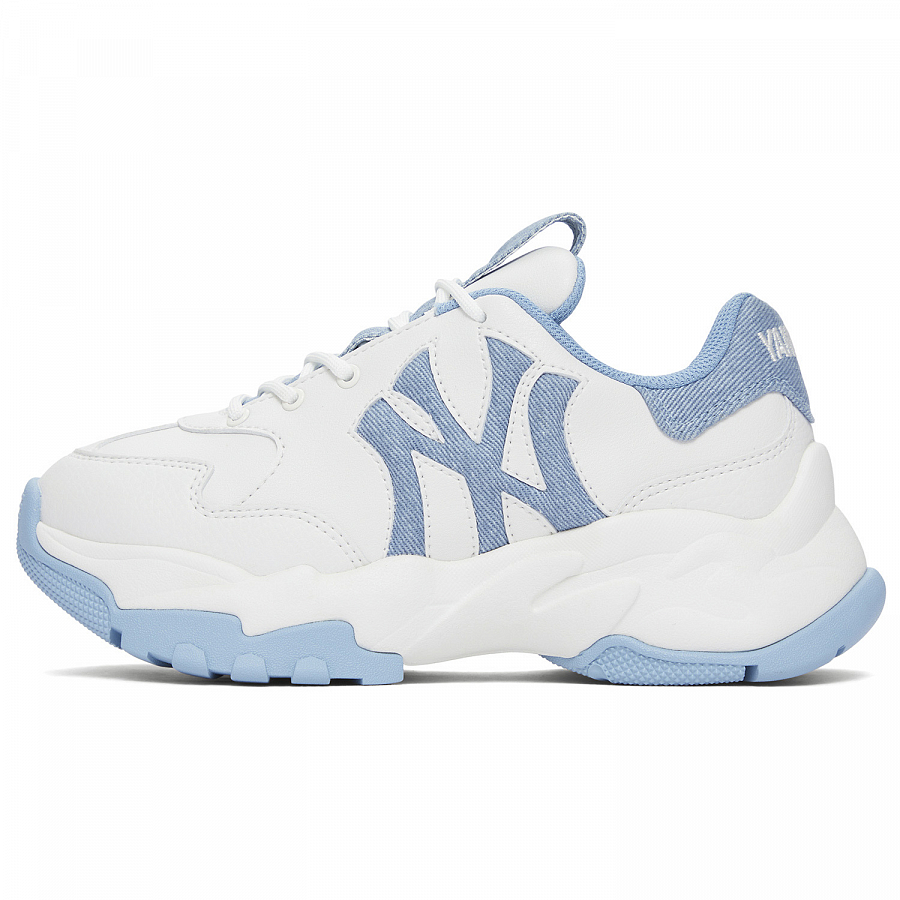 MLB New York Yankees Anti-Slip Wear-Resistant Low-Top Chunky Sneakers Unisex White Blue
