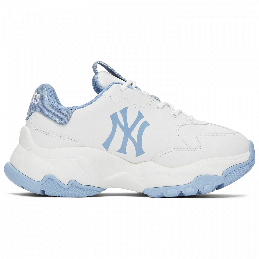 MLB New York Yankees Anti-Slip Wear-Resistant Low-Top Chunky Sneakers Unisex White Blue