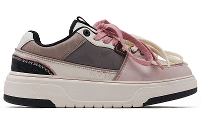 MLB Chunky Liner Anti-Slip Wear-Resistant Low-Top Skateboard Shoes Unisex Pink Black
