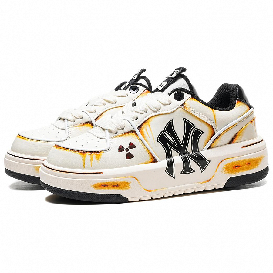 MLB Chunky Liner Melting Cheese Anti-Slip Wear-Resistant Low-Top Skateboard Shoes Unisex White