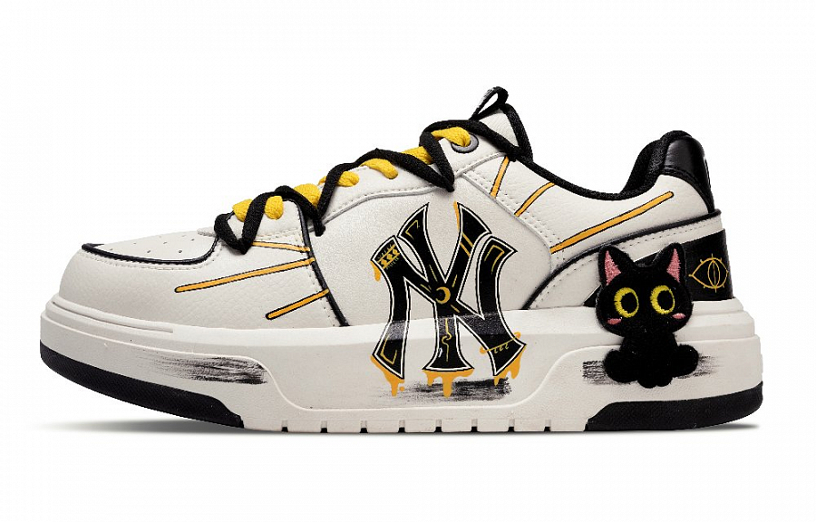 MLB Chunky Liner Anti-Slip Wear-Resistant Low-Top Skateboard Shoes Unisex Black White