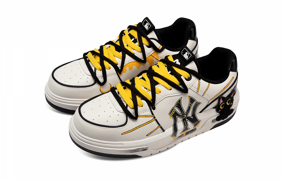 MLB Chunky Liner Anti-Slip Wear-Resistant Low-Top Skateboard Shoes Unisex Black White