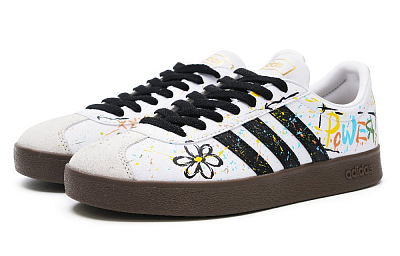 Adidas Neo VL Court 2.0 Low Top Skateboard Shoes Unisex White Gray