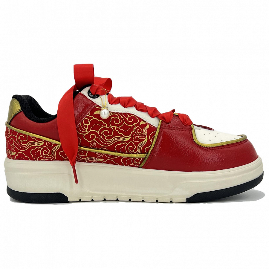 MLB Chunky Liner Anti-Slip And Wear-Resistant Height Increasing Low-Top Skateboard Shoes Unisex Red