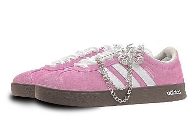 Adidas Neo VL Court Lifestyle Wear resistant And Lightweight Low Top Skateboard Shoes Women's Pink White