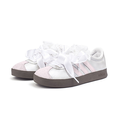 Adidas Neo VL Court 2.0 Low Top Skateboard Shoes Unisex Silver Pink