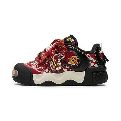 Champion Snake Year Puffy Donut Low-Top Skateboard Shoes Women's Ash Red/Black