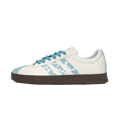 Adidas Neo VL Court 2.0 Coverage Slip Resistant And Abrasion Resistant Low Top Skateboard Shoes Unisex Beige Blue