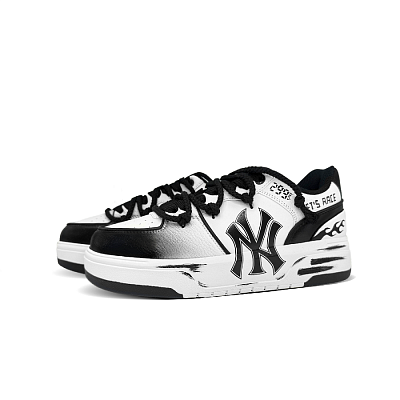MLB Chunky Liner F1 Speed Moments Cushioning, Wear Resistant Low Top Skateboard Shoes Unisex Black White