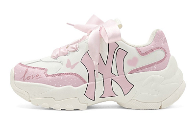 MLB Big Ball Chunky Anti Slip Wear Resistant Low Top Chunky Sneakers Unisex Beige Pink
