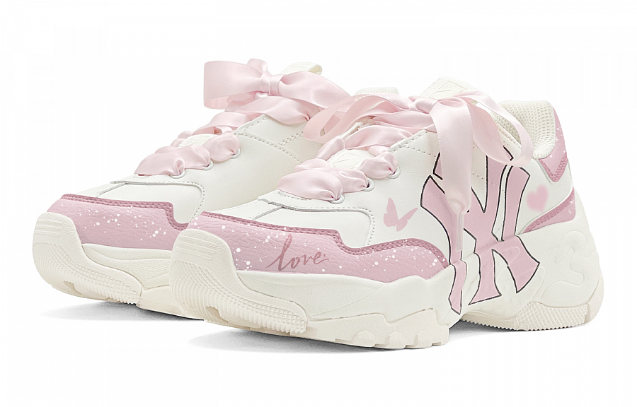 MLB Big Ball Chunky Anti Slip Wear Resistant Low Top Chunky Sneakers Unisex Beige Pink