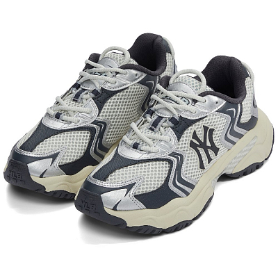MLB New York Yankees Anti Slip Wear Resistant Low Top Chunky Sneakers Unisex Charcoal Gray