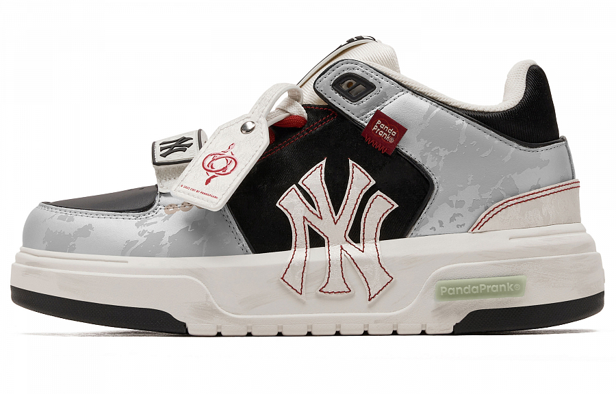 MLB Chunky Liner Anti-Slip Wear-Resistant Mid-Top Skateboard Shoes Unisex Black Silver