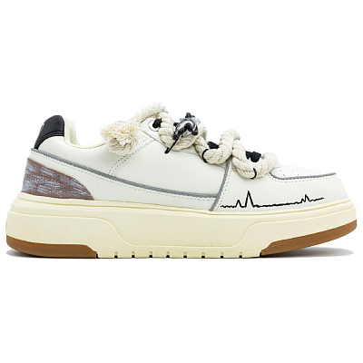 MLB Chunky Liner Anti Slip Wear Resistant Low Top Skateboard Shoes Unisex Beige Black